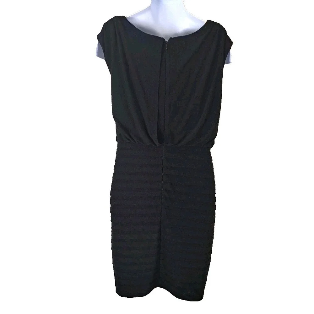Black Sleeveless Cowl Neck Sheath Dress